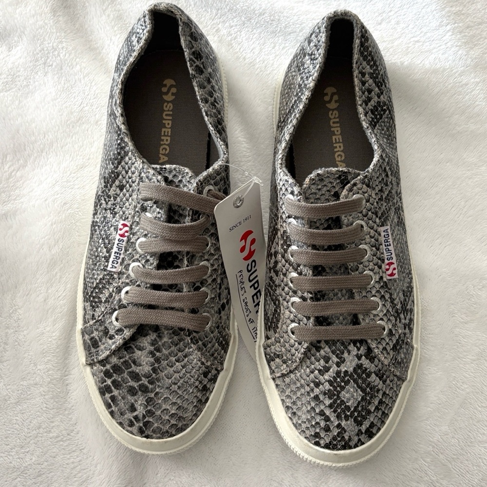 Superga Reptile Pattern Sneakers in Gray and Black